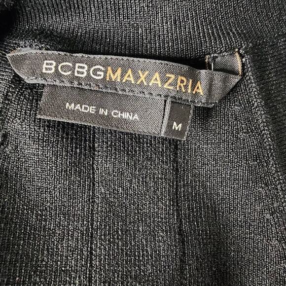 BCBGMAXAZRIA Women Dresses, Black Silk Blend Knit Racerback Bodycon Dress, Sz M - Picture 2 of 9